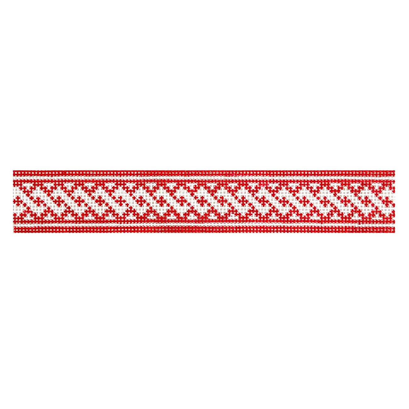 Nantucket Braid Key Fob   Red Painted Canvas Little Stitches Needleworks  - 1