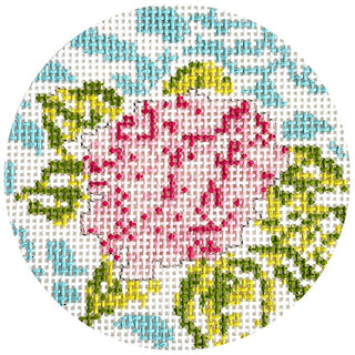 Nantucket Hydrangea Round Painted Canvas Blue Waters Needlepoint 
