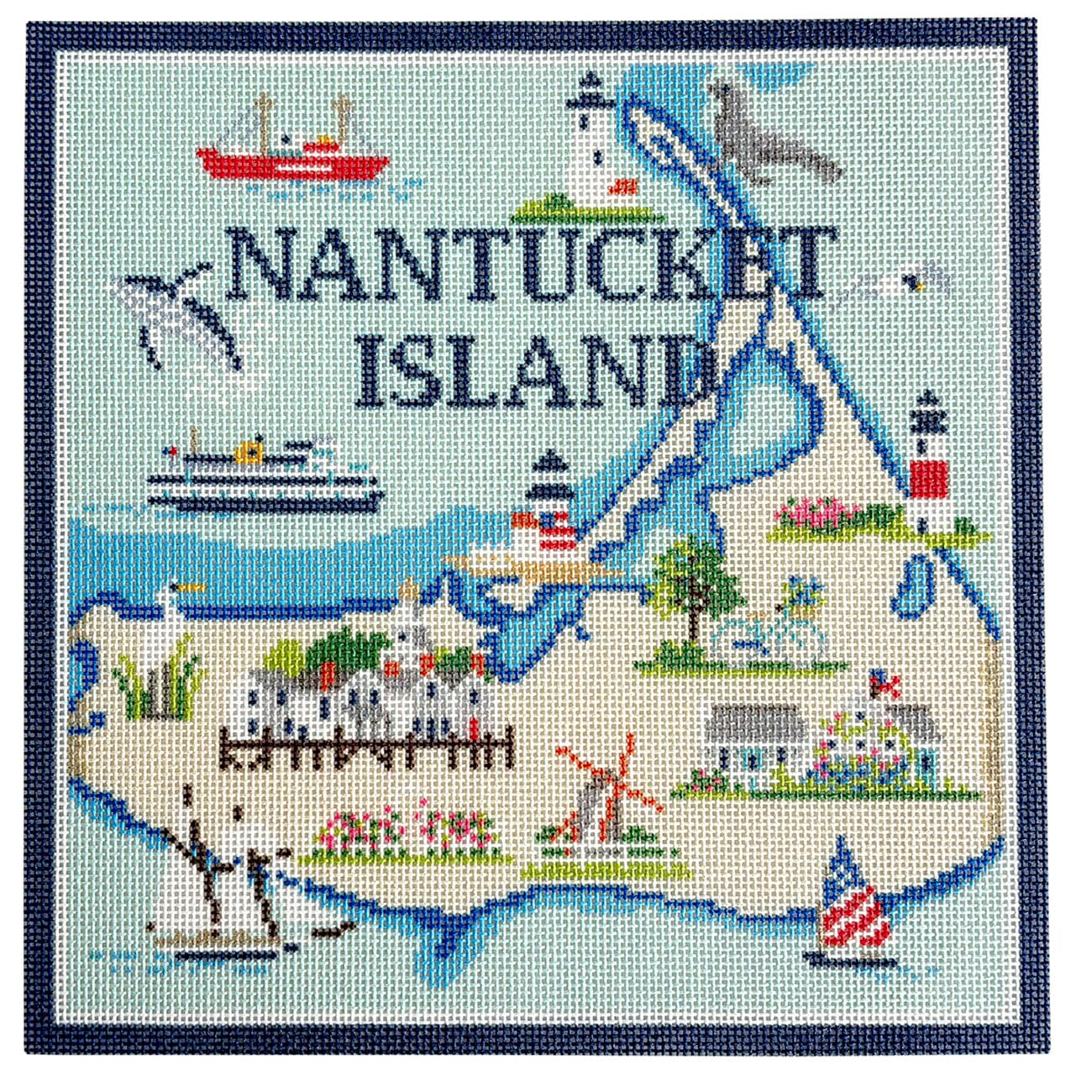 Nantucket Map on 13 Printed Canvas Needlepoint To Go  - 3