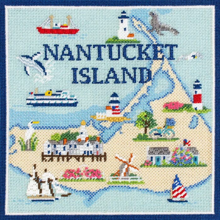 Nantucket Map on 18 with Stitch Guide Printed Canvas Needlepoint.Com 