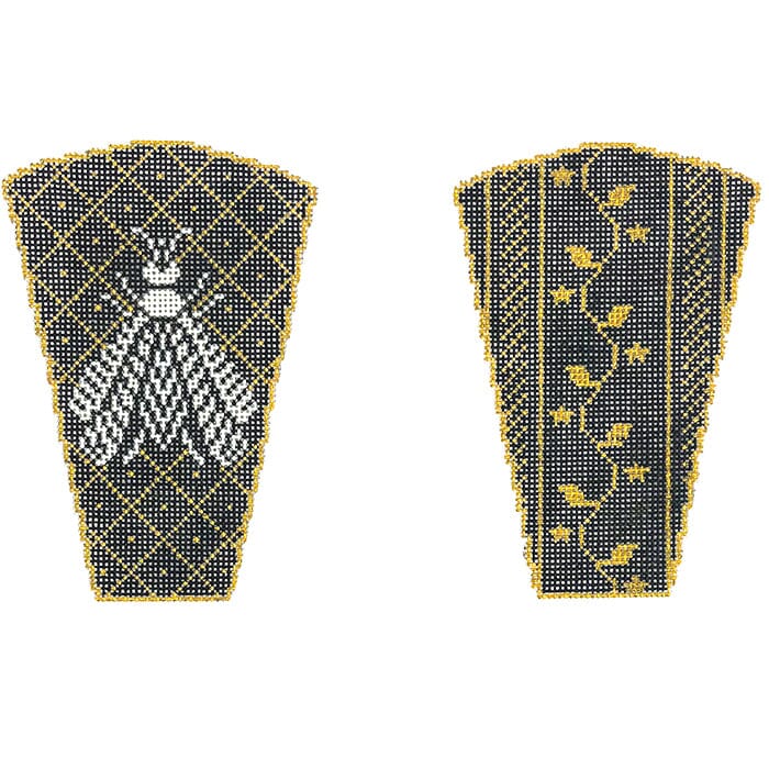 Napoleon's Bee Scissor Case   Black & Gold Painted Canvas Whimsy & Grace - 1