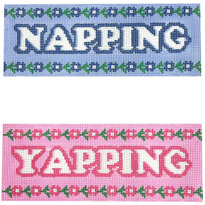 Napping Yapping Painted Canvas Lucky Lotus Needlepoint 
