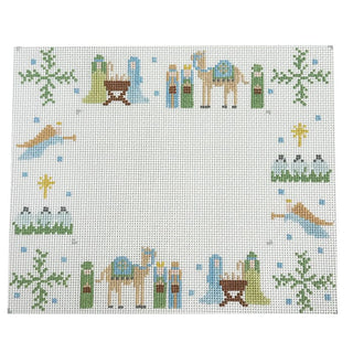 Nativity Frame Painted Canvas Walker's Needlepoint 
