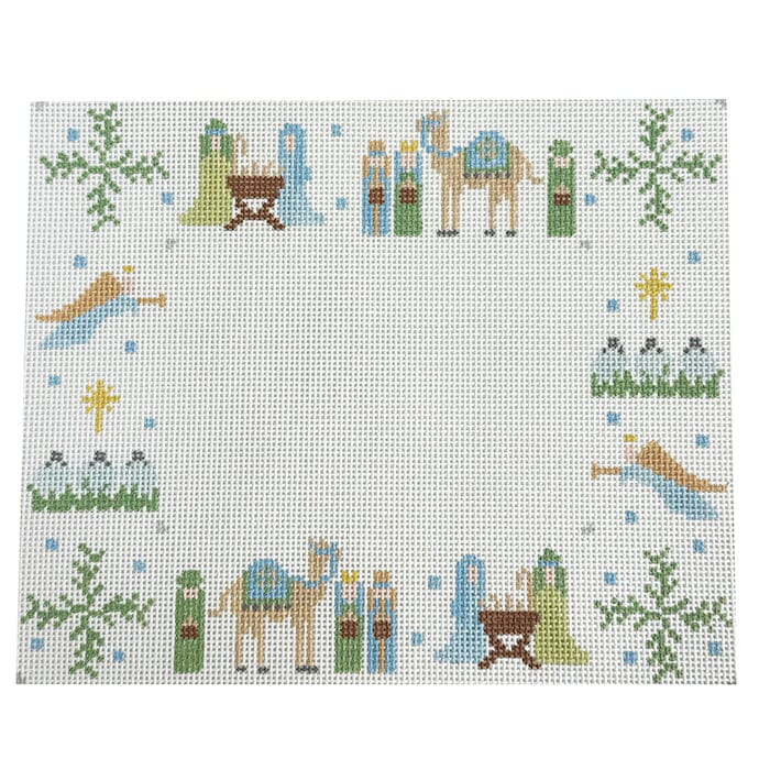 Nativity Frame Painted Canvas Walker's Needlepoint 

