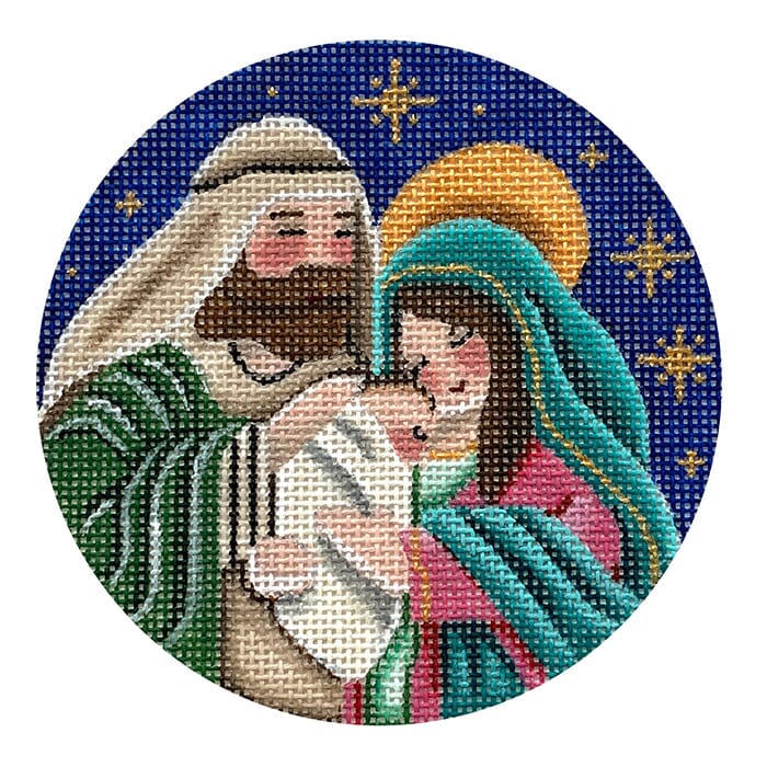 Nativity Ornament - Holy Family Painted Canvas Rebecca Wood Designs 