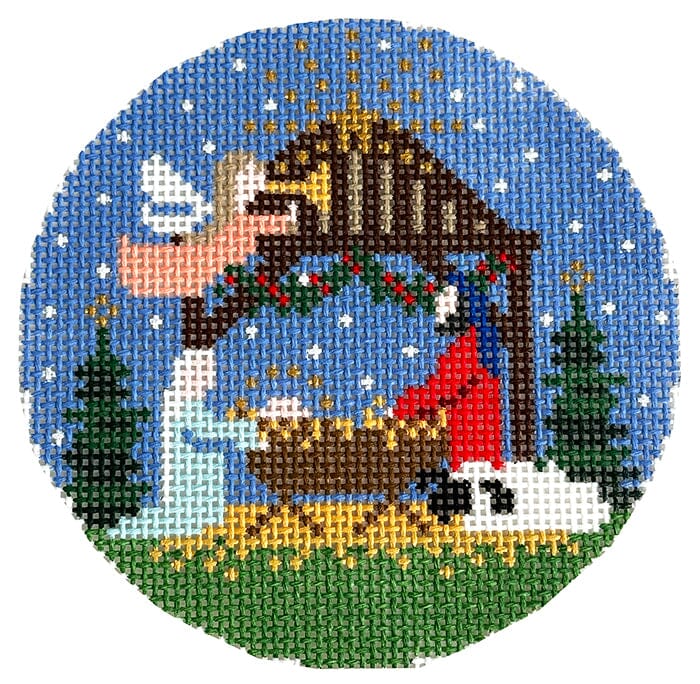 Nativity Scene Round Painted Canvas Le Point Studio 
