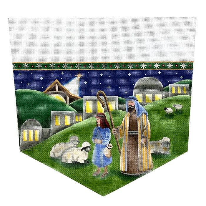 Nativity Stocking Cuff on 13 Painted Canvas Rebecca Wood Designs 