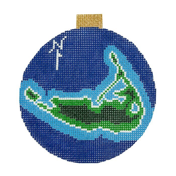 Natucket Map Ornament Painted Canvas Ann Kaye Studio  - 1