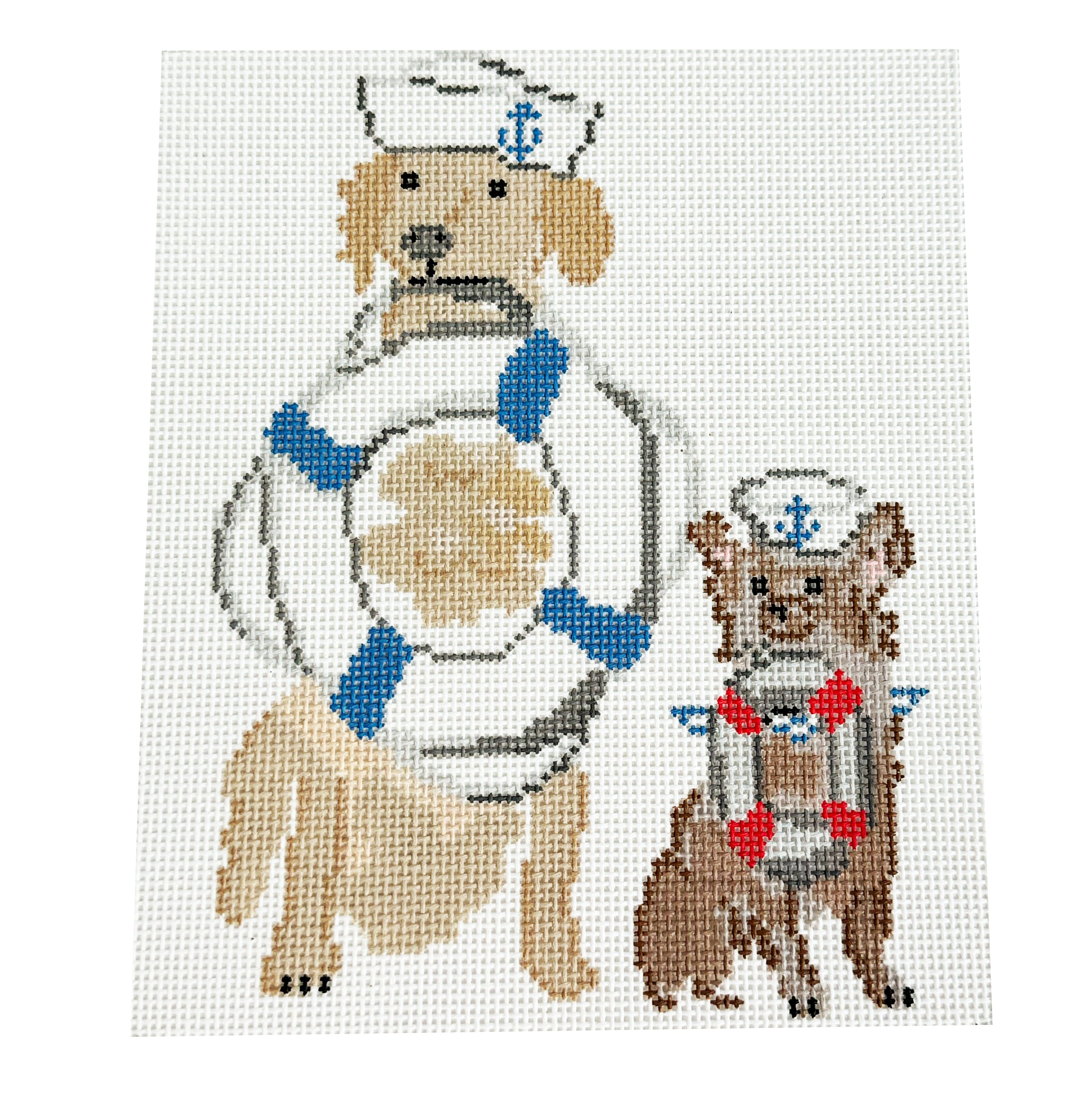Nauti Dog 2 Painted Canvas Walker's Needlepoint 
