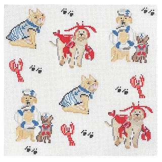 Nauti Dogs Party Painted Canvas Walker's Needlepoint 
