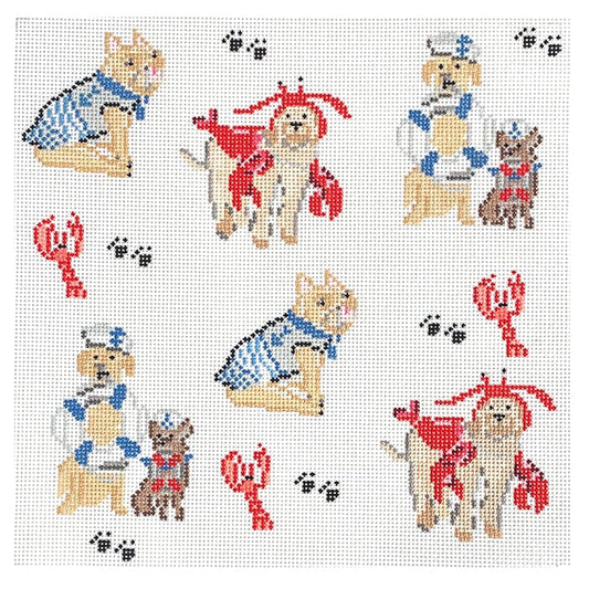 Nauti Dogs Party Painted Canvas Walker's Needlepoint 