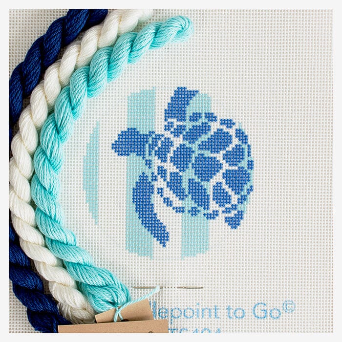 Nautical Baubles - Sea Turtle Stencil on Aqua Kit Kits Two Sisters Needlepoint 