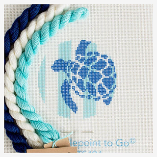 Nautical Baubles   Sea Turtle Stencil on Aqua Kit Kits Two Sisters Needlepoint 
