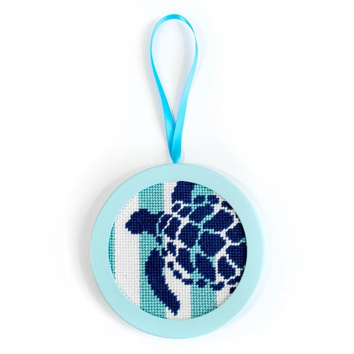 Nautical Baubles - Sea Turtle Stencil on Aqua Kit Kits Two Sisters Needlepoint 