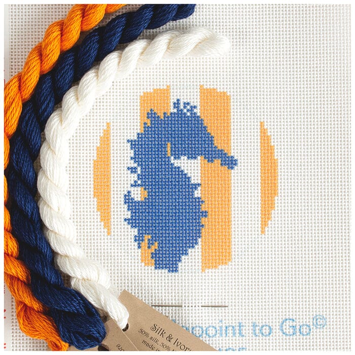 Nautical Baubles   Seahorse Stencil on Orange Kit Kits Two Sisters Needlepoint 
