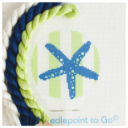 Nautical Baubles - Starfish Stencil on Lime Kit Kits Two Sisters Needlepoint 