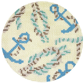 Nautical Knots Coaster   Neutrals Painted Canvas Atlantic Blue Canvas 
