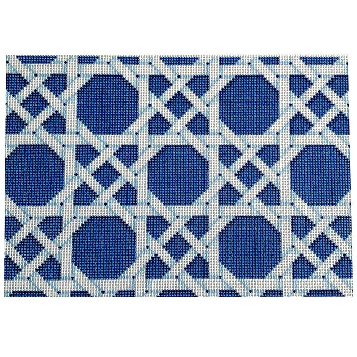Navy Caning Pattern Clutch Printed Canvas Two Sisters Needlepoint 
