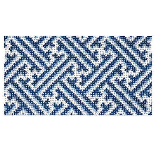 Navy Fretwork Insert Printed Canvas Two Sisters Needlepoint 