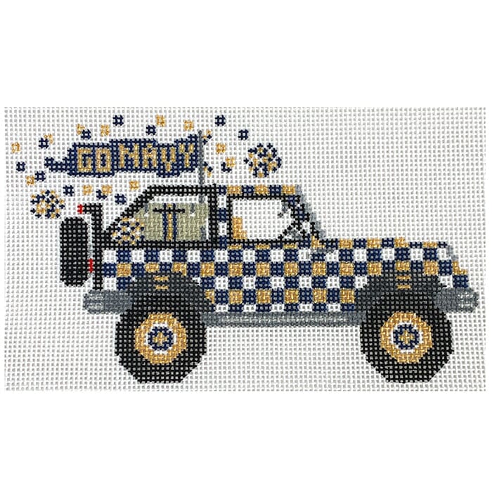 Navy Jeep Painted Canvas Wipstitch Needleworks 