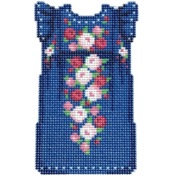 Navy/Pink Mini Oaxaca Dress Printed Canvas Two Sisters Needlepoint 
