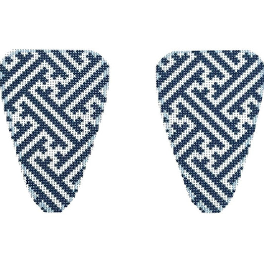 Navy/White Fretwork Scissor Case Printed Canvas Two Sisters Needlepoint 