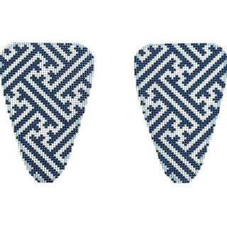 Navy/White Fretwork Scissor Case Printed Canvas Two Sisters Needlepoint 
