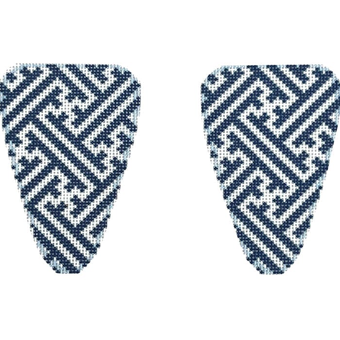 Navy/White Fretwork Scissor Case Printed Canvas Two Sisters Needlepoint 
