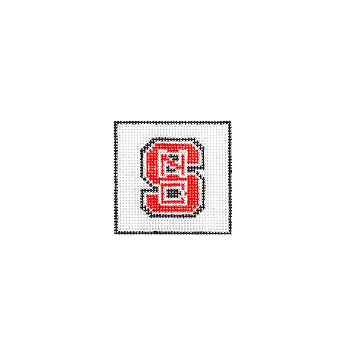 NC State Mini Square 2.2" Painted Canvas Needlepoint by Laura 
