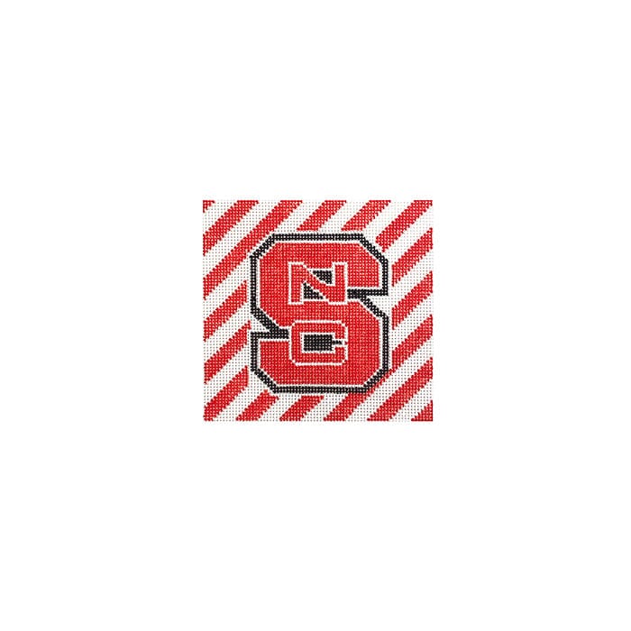 NC State Stripe Logo 4x4 Painted Canvas Needlepoint by Laura 
