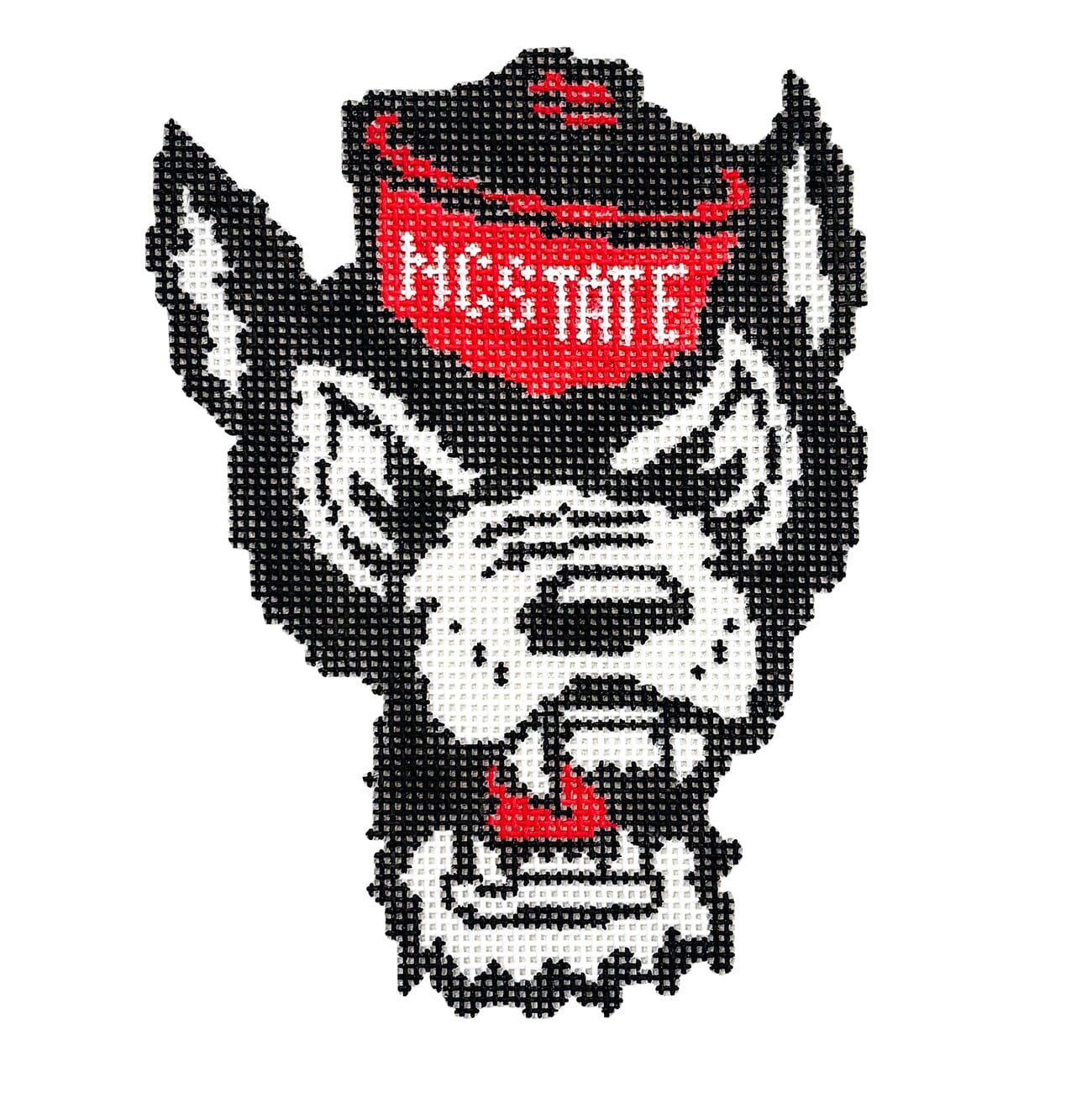 NC State Wolf Mascot 6x6 Painted Canvas Needlepoint by Laura  - 1