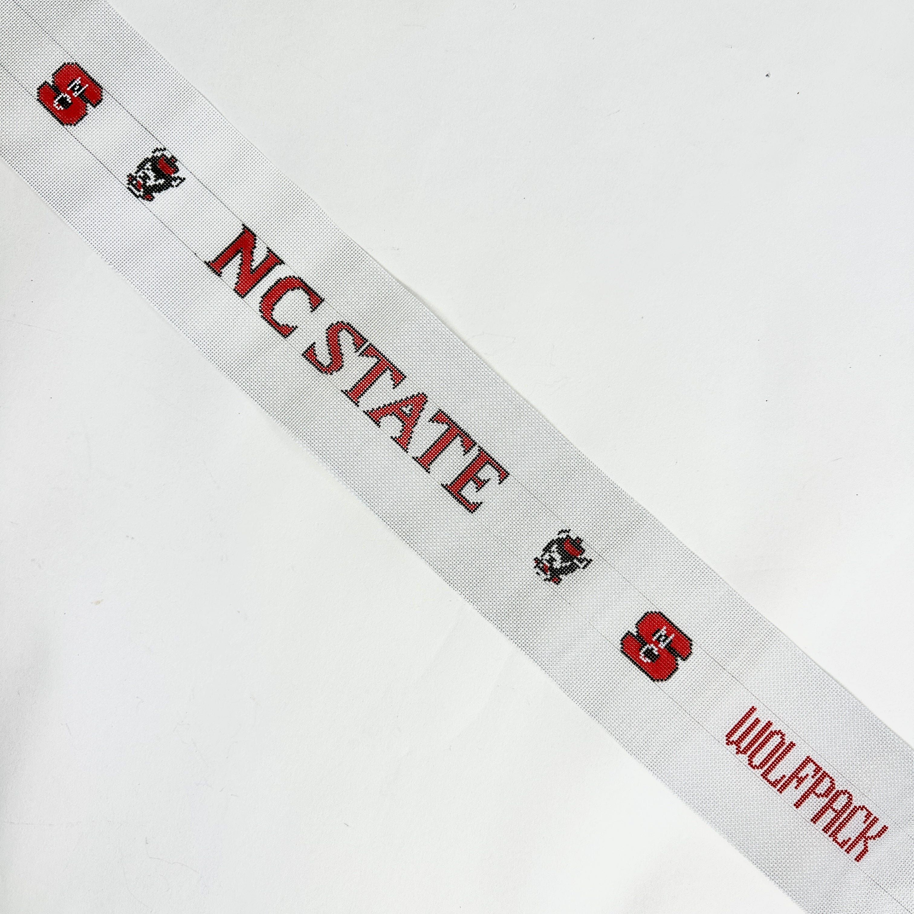 NC State Wolfpack Belt Painted Canvas Elm Tree Needlepoint 
