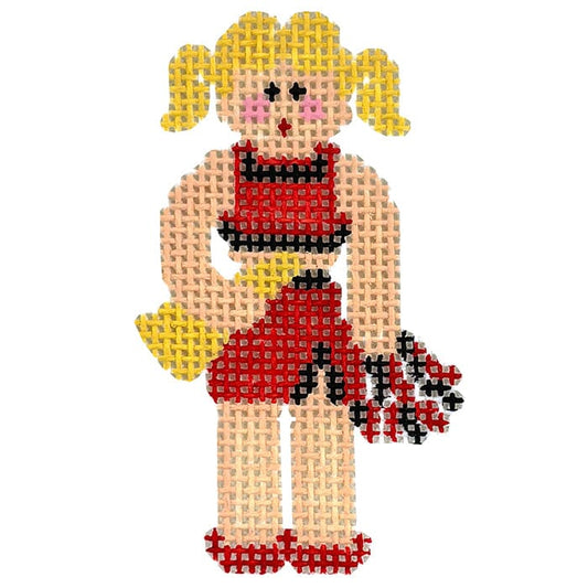 NCSU Cheerleader - Tiny Figures Painted Canvas Kathy Schenkel Designs 