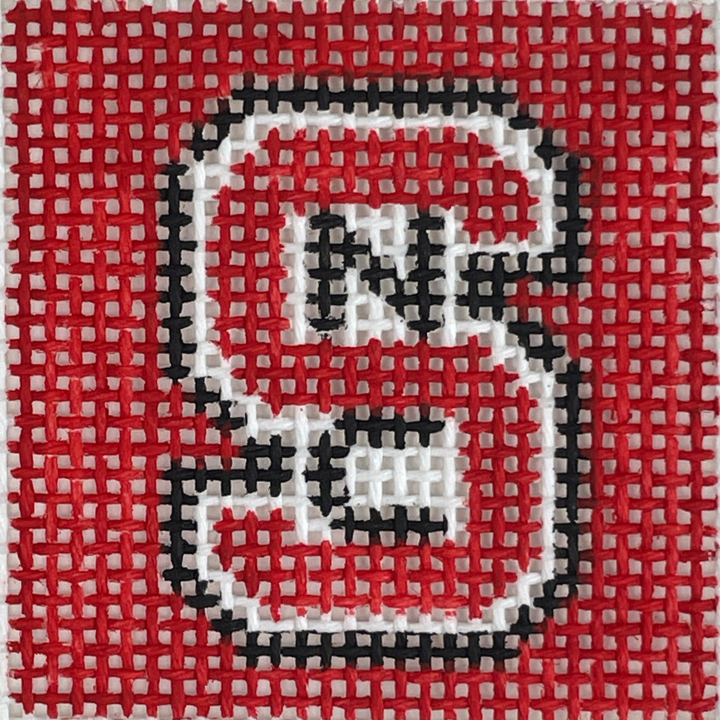 NCSU Logo Tiny Square Painted Canvas Kathy Schenkel Designs 

