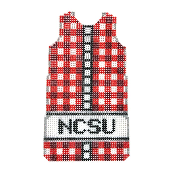 NCSU Red Gingham Shift Printed Canvas Two Sisters Needlepoint 