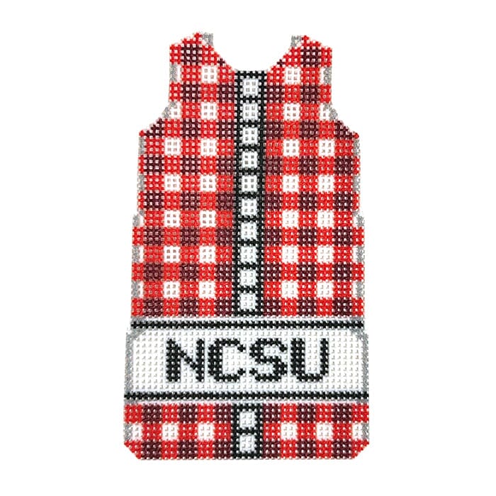 NCSU Red Gingham Shift Printed Canvas Two Sisters Needlepoint 
