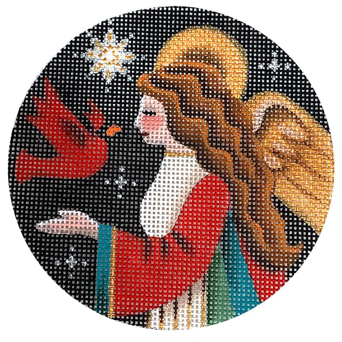Night Angel Round Painted Canvas Rebecca Wood Designs  - 1