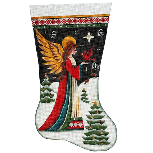 Night Angel Stocking TTR on 13 Painted Canvas Rebecca Wood Designs 