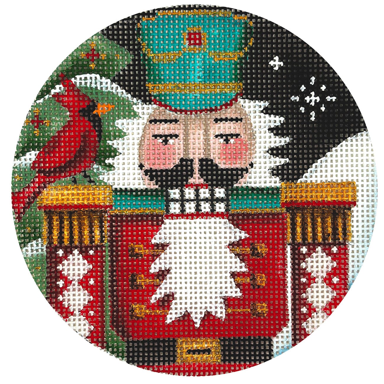 Night Nutcracker Round Painted Canvas Rebecca Wood Designs 
