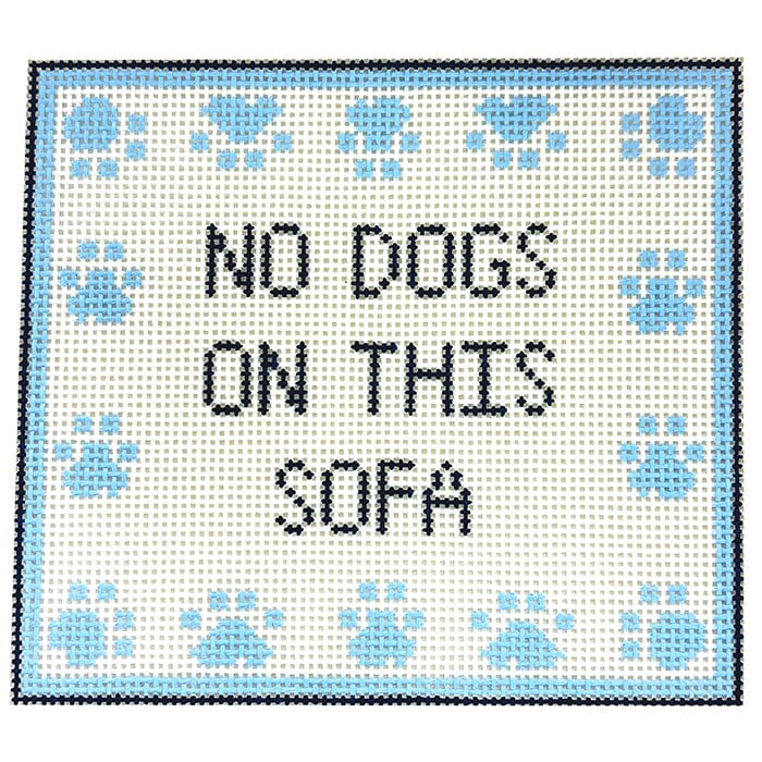 No Dogs Sofa - Blue Printed Canvas SLS Needlepoint 