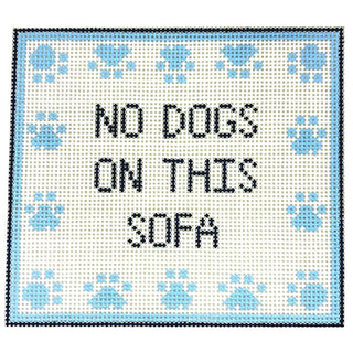 No Dogs Sofa   Blue Printed Canvas SLS Needlepoint 
