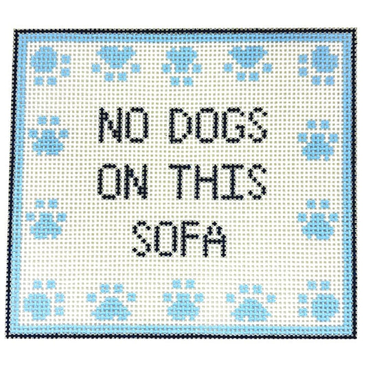 No Dogs Sofa - Blue Printed Canvas SLS Needlepoint 