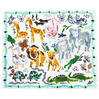 Noah's Ark Animals Painted Canvas Camilla Moss 
