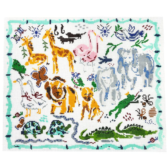 Noah's Ark Animals Painted Canvas Camilla Moss 
