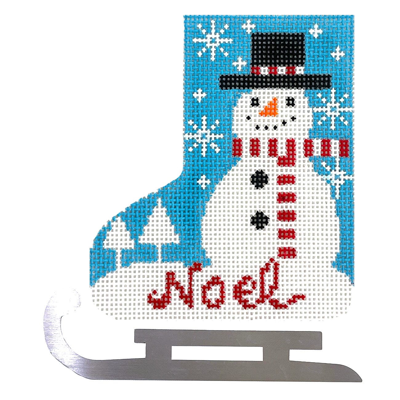 NOEL Snowman Mini Skate w/Blade Painted Canvas Shelly Tribbey  - 1