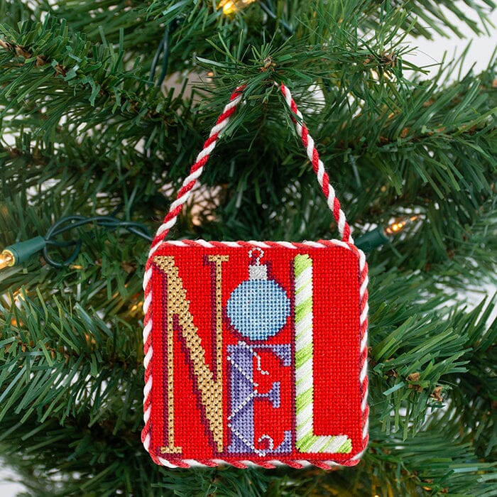 "Noel" Square with Stitch Guide Printed Canvas Two Sisters Needlepoint 