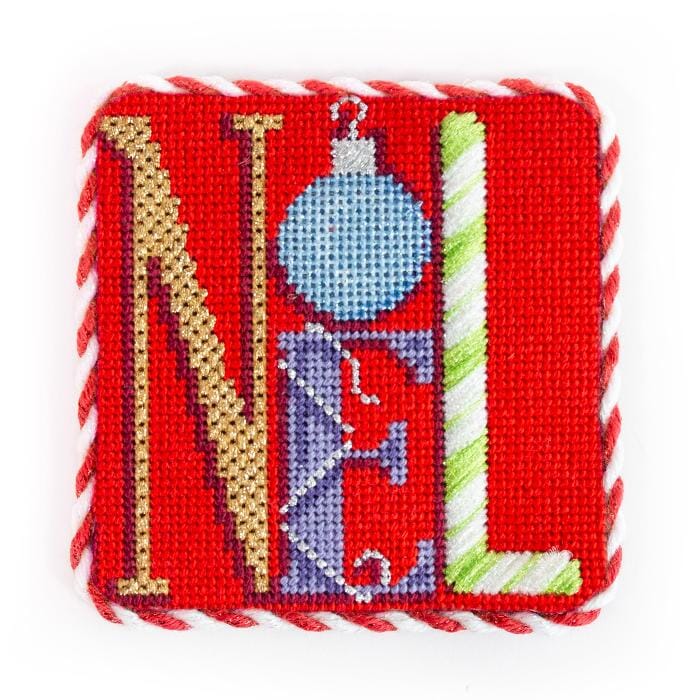 "Noel" Square with Stitch Guide Printed Canvas Two Sisters Needlepoint 