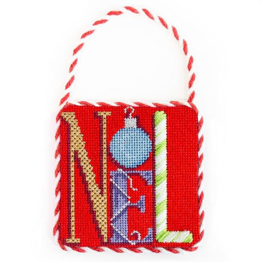 "Noel" Square with Stitch Guide Printed Canvas Two Sisters Needlepoint 