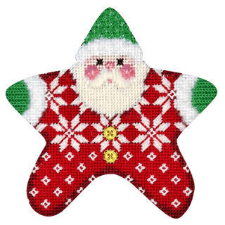 Nordic Snowflake PJ Santa with Stitch Guide Printed Canvas Two Sisters Needlepoint 
