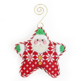 Nordic Snowflake PJ Santa with Stitch Guide Printed Canvas Two Sisters Needlepoint 
